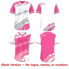 White Pink Silver Reversible Baseball Jersey Lightning & Graffiti Pullover V-Neck 8
