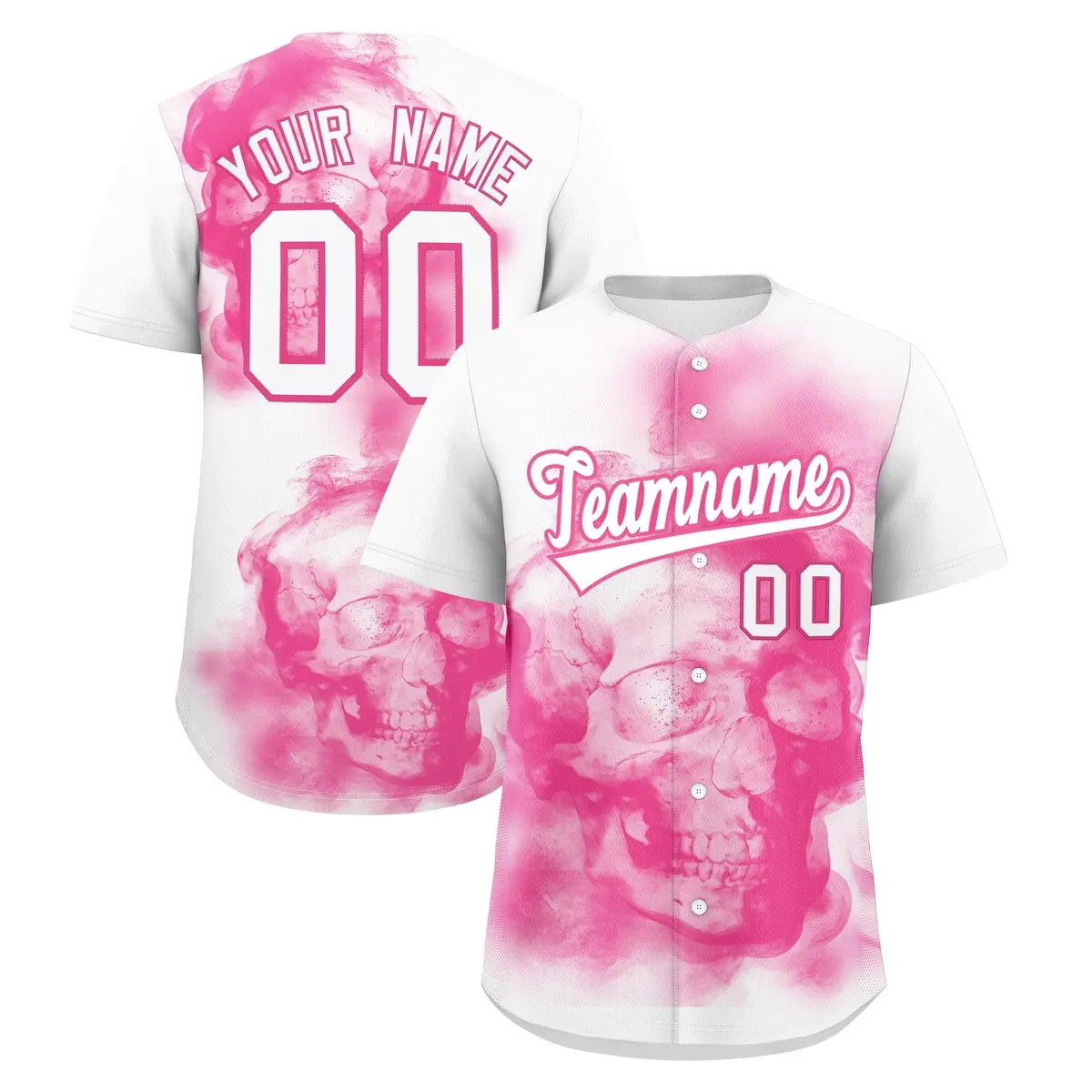 White Pink Skeleton Graffiti Lightweight Baseball Jersey