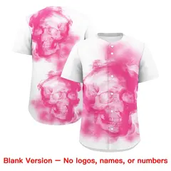 White Pink Skeleton Graffiti Lightweight Baseball Jersey 8