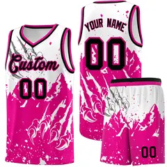 White Pink Snow Mountain Beast Pattern Basketball Jersey