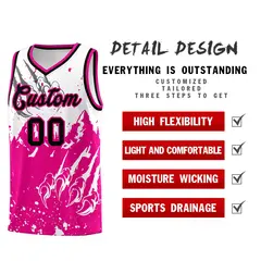 White Pink Snow Mountain Beast Pattern Basketball Jersey 2