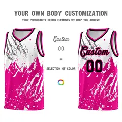 White Pink Snow Mountain Beast Pattern Basketball Jersey 3