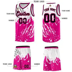 White Pink Snow Mountain Beast Pattern Basketball Jersey 5