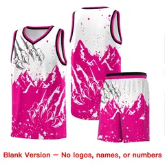White Pink Snow Mountain Beast Pattern Basketball Jersey 7