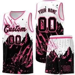 White Pink Snow Mountain Beast Pattern Basketball Jersey 1