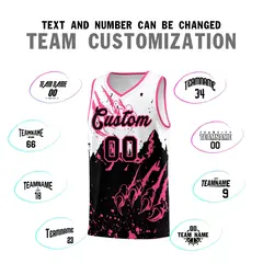 White Pink Snow Mountain Beast Pattern Basketball Jersey 4