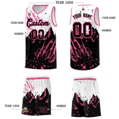 White Pink Snow Mountain Beast Pattern Basketball Jersey 5
