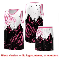 White Pink Snow Mountain Beast Pattern Basketball Jersey 7