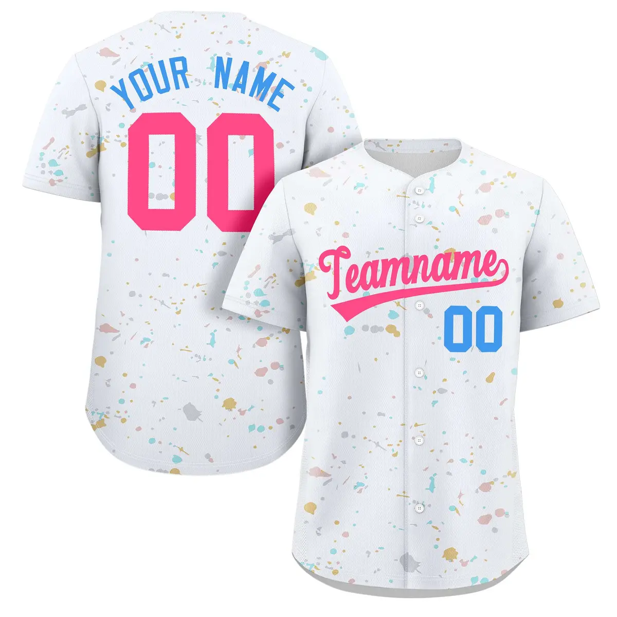 White Pink Splash Graffiti Baseball Jersey