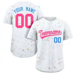 White Pink Splash Graffiti Baseball Jersey