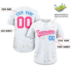 White Pink Splash Graffiti Baseball Jersey 2