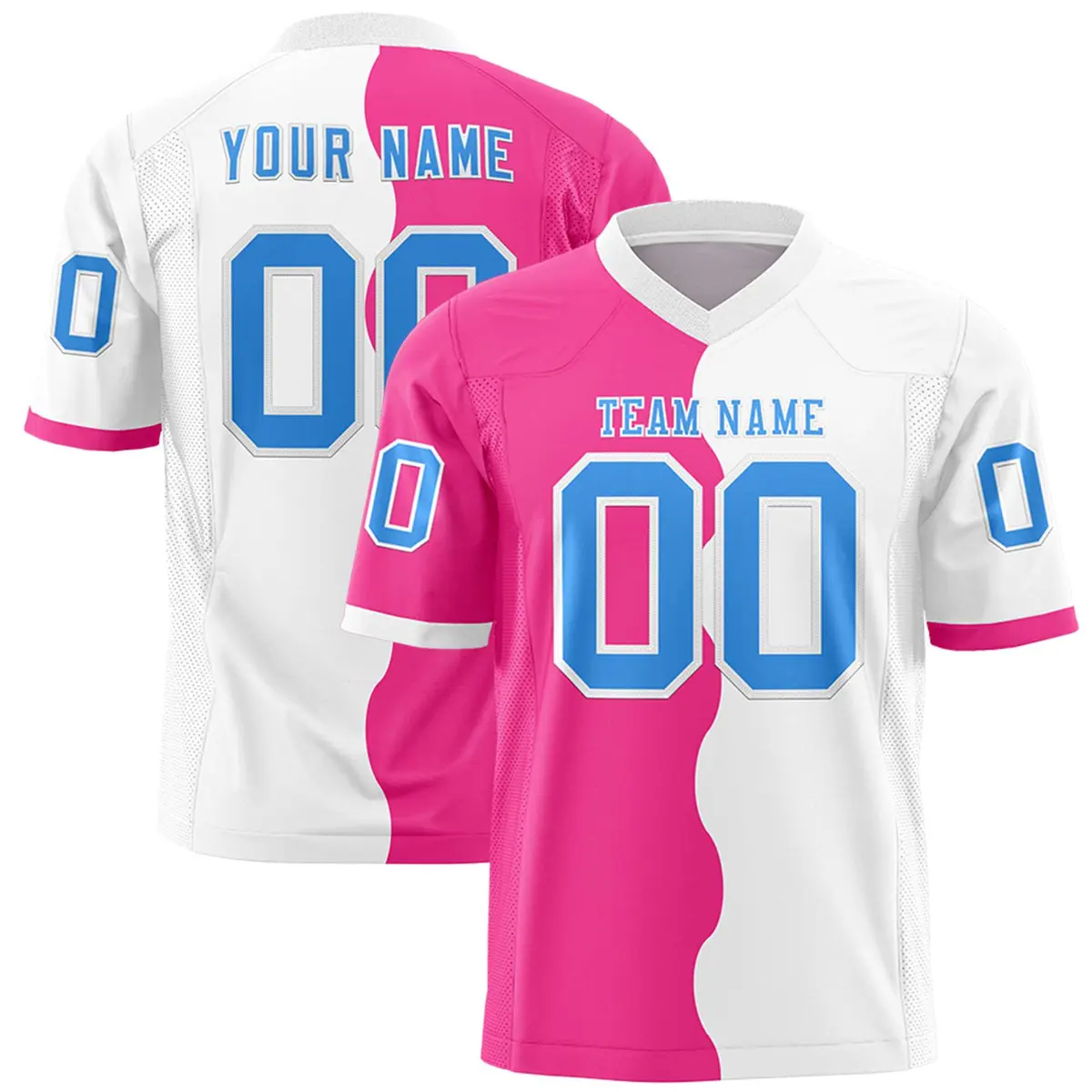White Pink Split Mesh Authentic Football Jersey