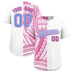 White Pink Split Tribal Baseball Jersey