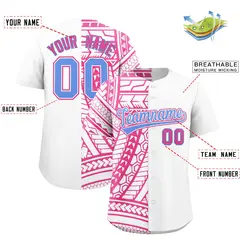 White Pink Split Tribal Baseball Jersey 2