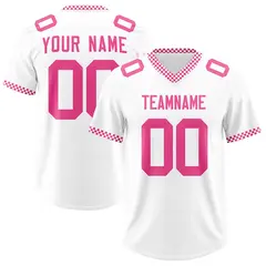 White Pink Square Neckline Classic Authentic Football Jersey