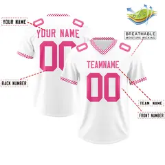 White Pink Square Neckline Classic Authentic Football Jersey 2
