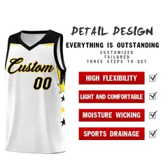 White Pink Star Color Block Two Tone Side Basketball Jersey 2
