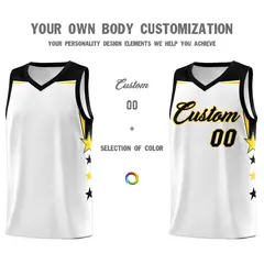 White Pink Star Color Block Two Tone Side Basketball Jersey 3