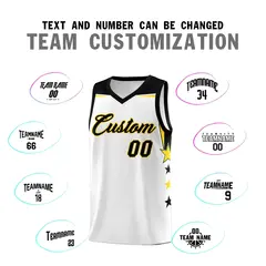 White Pink Star Color Block Two Tone Side Basketball Jersey 4