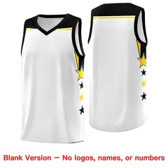 White Pink Star Color Block Two Tone Side Basketball Jersey 6