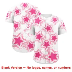 White Pink Star Graffiti Baseball Jersey 9