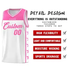 White Pink Star Pattern Team Basketball Jersey 2