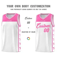 White Pink Star Pattern Team Basketball Jersey 3