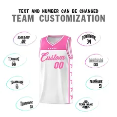 White Pink Star Pattern Team Basketball Jersey 4