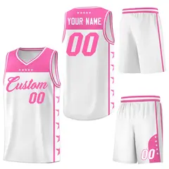 White Pink Star Pattern Team Basketball Jersey 6