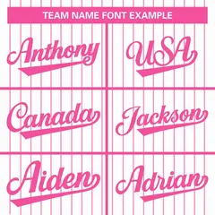 White Pink Stripe Full Button Authentic Baseball Jersey 3