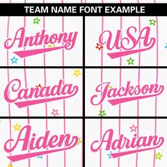 White Pink Stripe Star Pattern Authentic Baseball Jersey 3