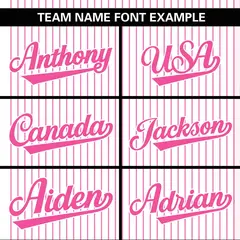 White Pink Stripe Two-Button Softball Jersey 4