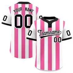 White Pink Stripe Two-Button Softball Jersey
