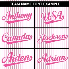 White Pink Striped Pullover Baseball Jersey 3