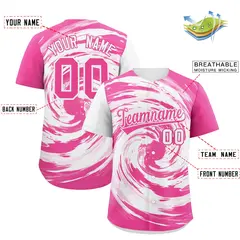 White Pink Swirl Graffiti Baseball Jersey 2