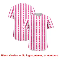 White Pink Thick Striped Star Pattern Baseball Jersey 7