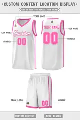 White Pink Two Bars Basketball Uniform Jersey 2