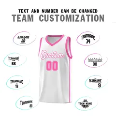 White Pink Two Bars Basketball Uniform Jersey 4