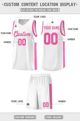 White Pink Two-Tone Classic Basketball Jersey 2