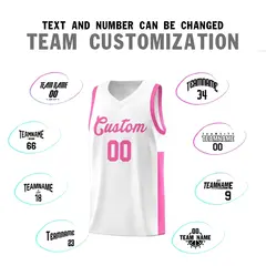 White Pink Two-Tone Classic Basketball Jersey 4