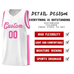 White Pink Two-Tone Classic Basketball Jersey 5