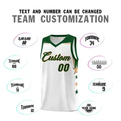 White Pink Two Tone Side Star Color Block Basketball Jersey 4
