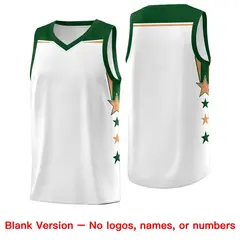 White Pink Two Tone Side Star Color Block Basketball Jersey 6