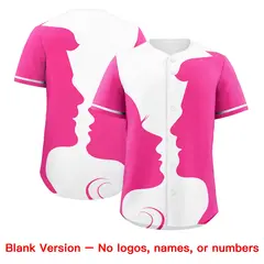 White Pink Valentine's Day Couple Silhouettes Baseball Jersey 2