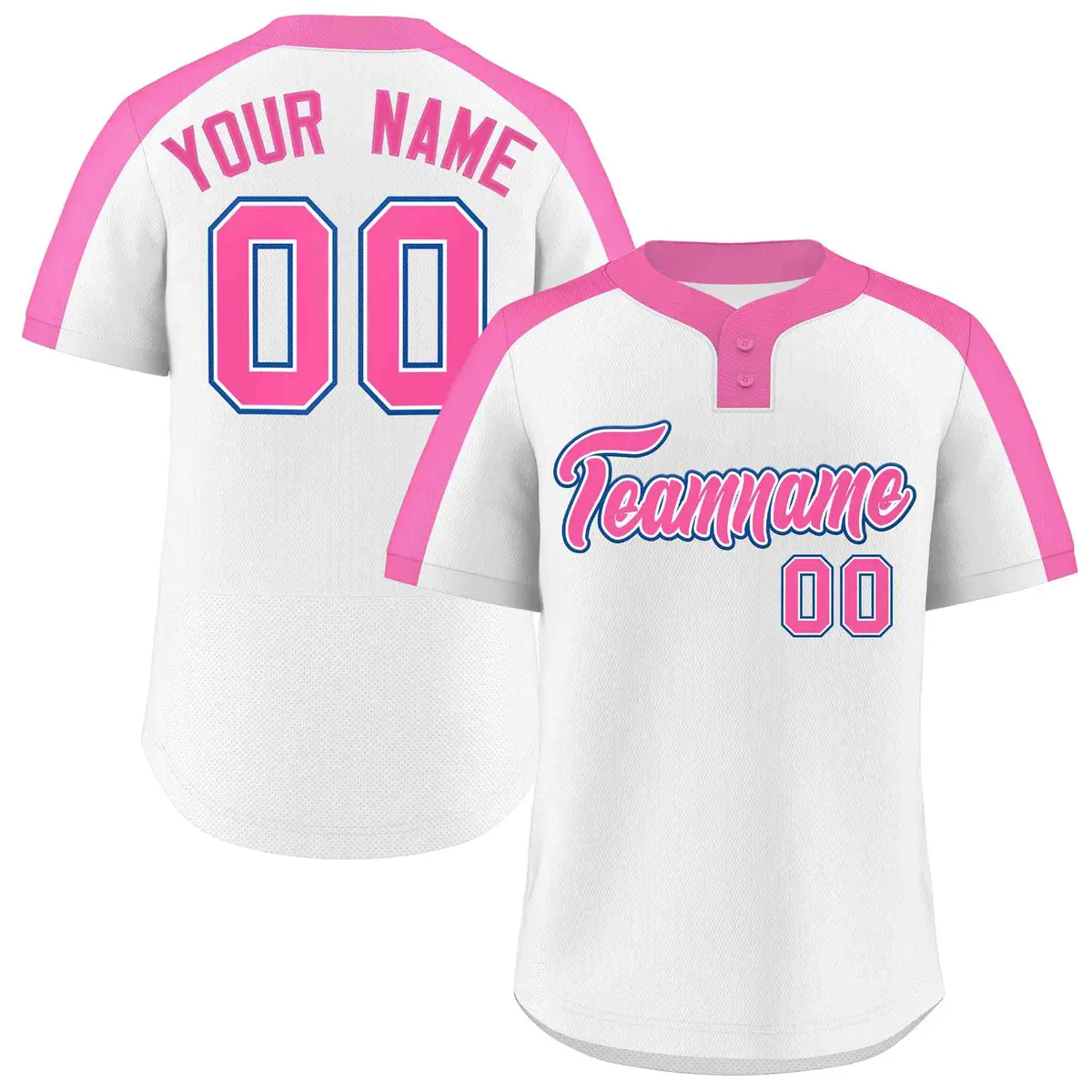 White Pink-White Classic Two-Button Softball Jersey