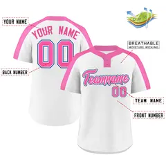 White Pink-White Classic Two-Button Softball Jersey 2