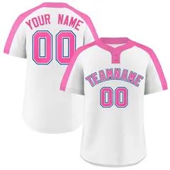 White Pink-White Classic Two-Button Softball Jersey