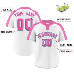 White Pink-White Classic Two-Button Softball Jersey 2