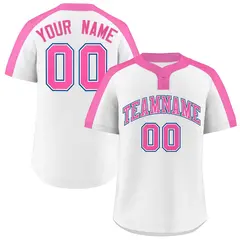 White Pink-White Classic Two-Button Softball Jersey