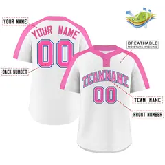 White Pink-White Classic Two-Button Softball Jersey 2